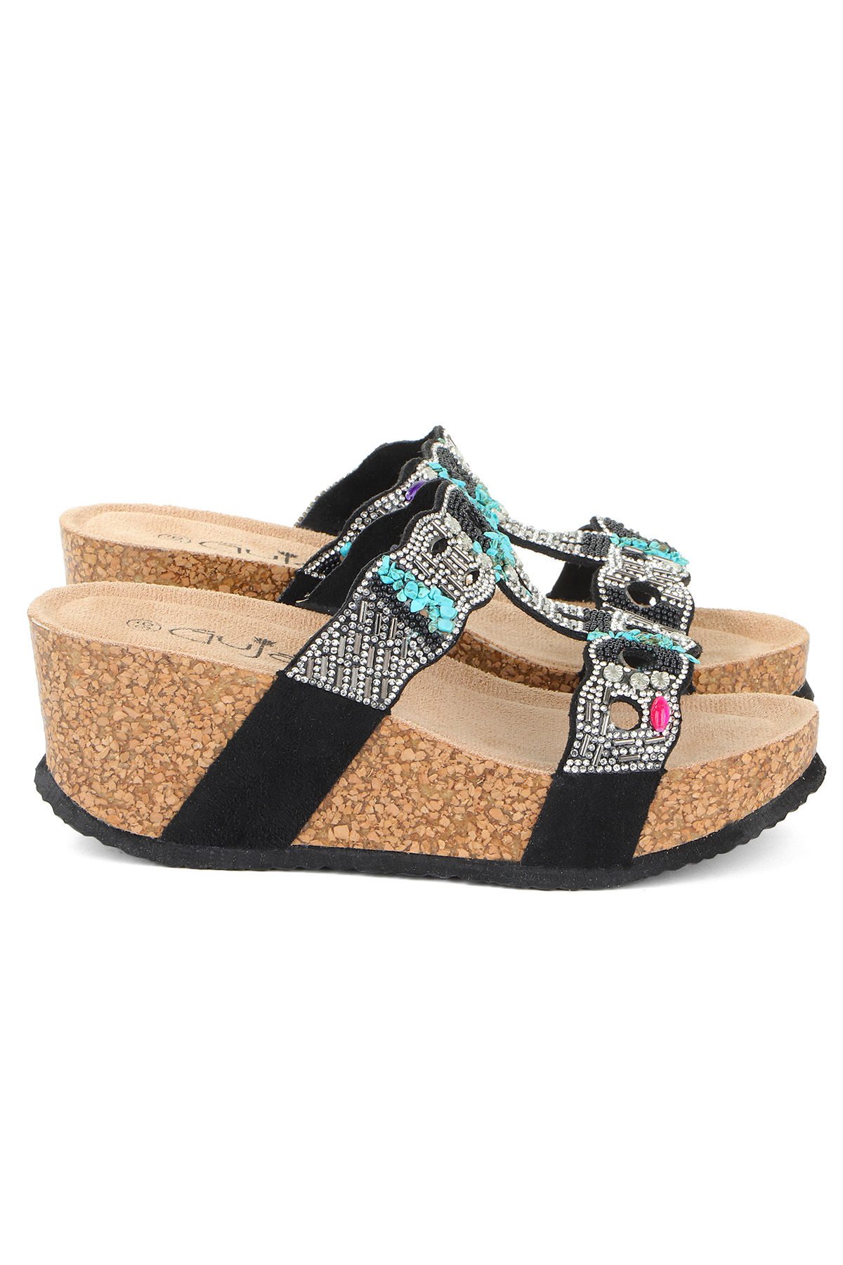 Gj Giorgia Dolgu Topuk Taş Detaylı Rahat Kadın Terlik - Görsel 6