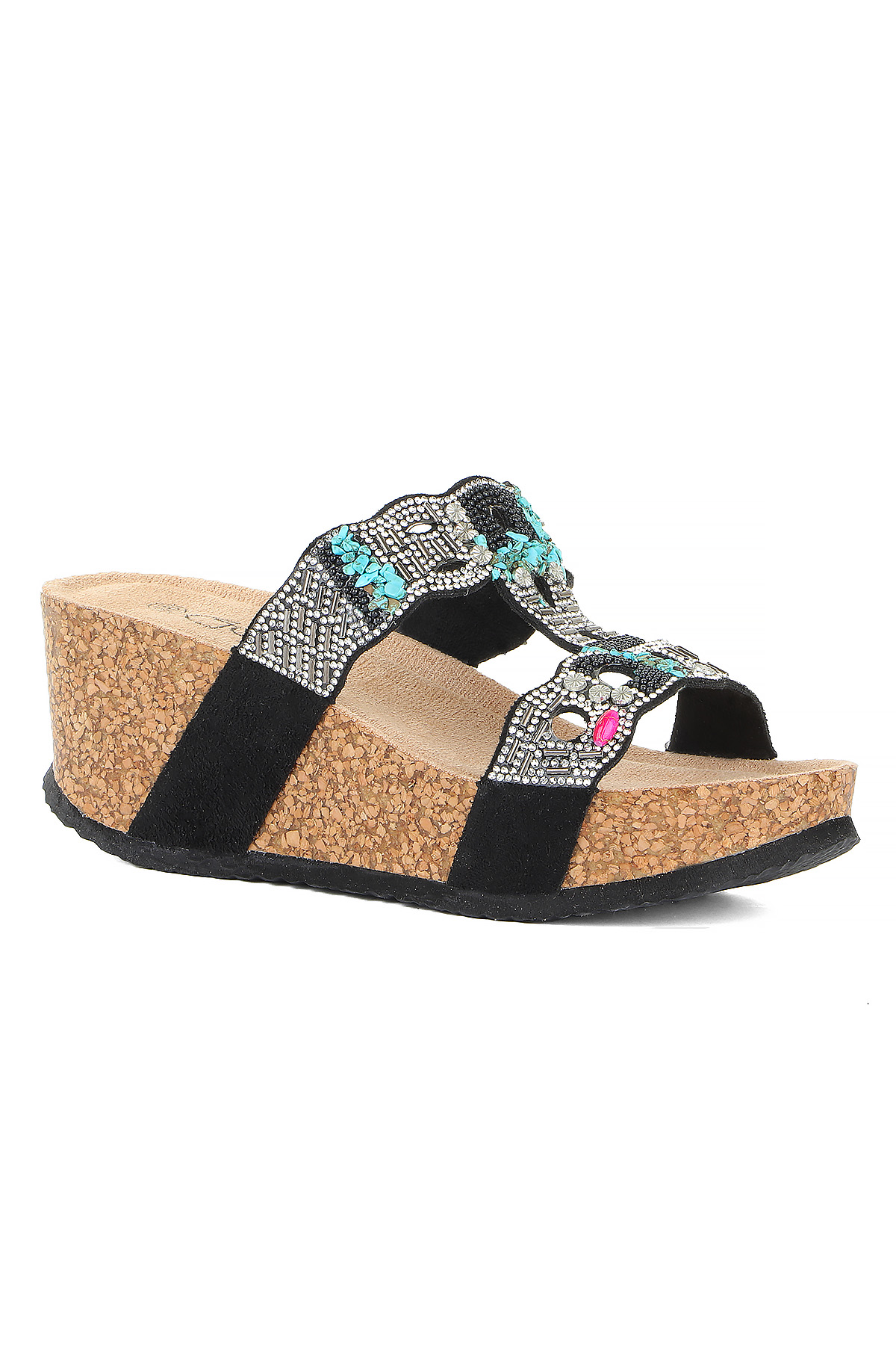 Gj Giorgia Dolgu Topuk Taş Detaylı Rahat Kadın Terlik - Görsel 7