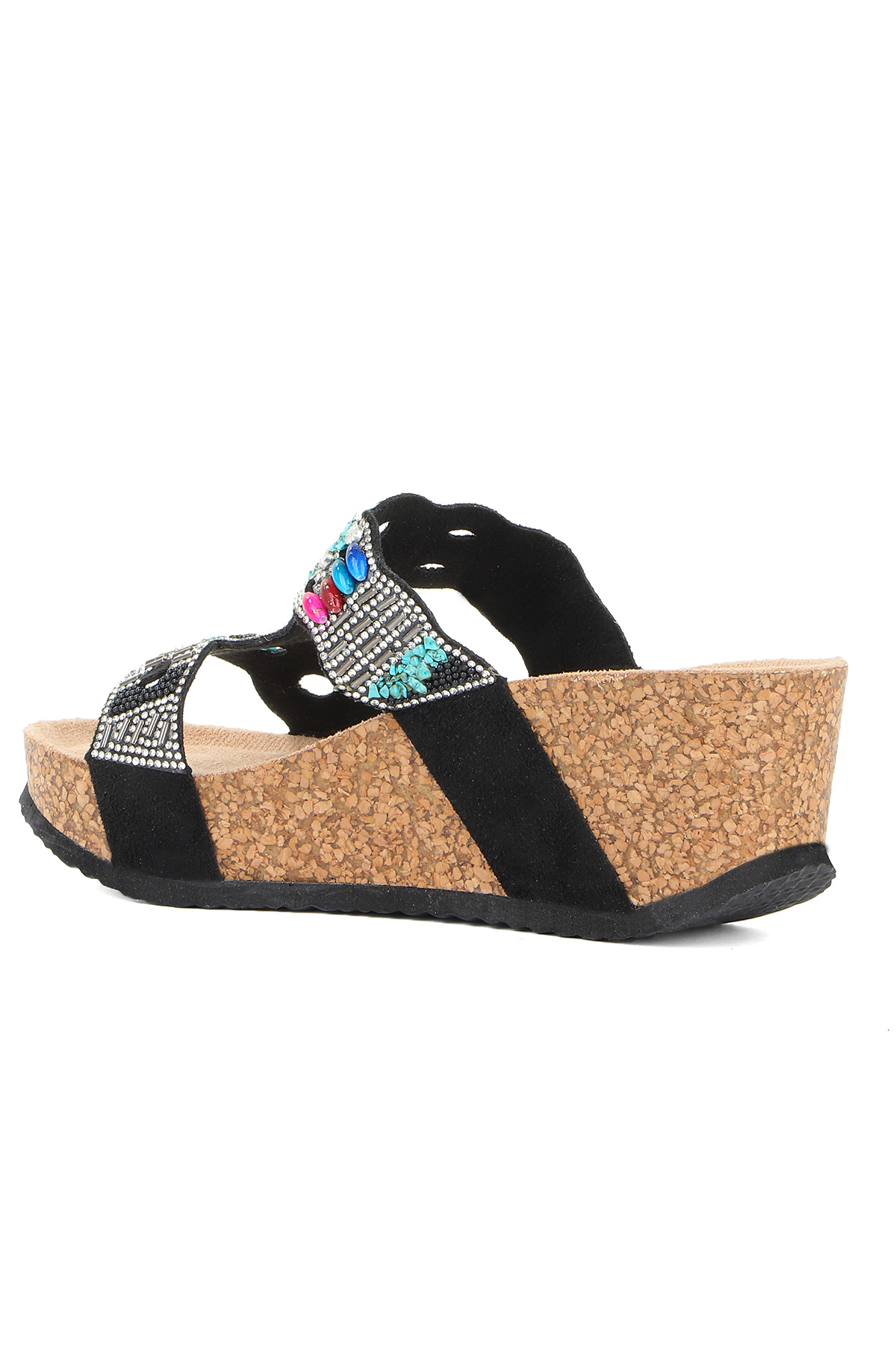 Gj Giorgia Dolgu Topuk Taş Detaylı Rahat Kadın Terlik - Görsel 8