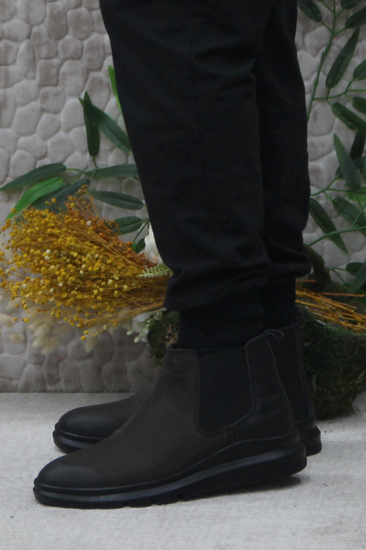 240002 Antrasit Nubuk Hakiki Deri Erkek Chelsea Bot - Görsel 4