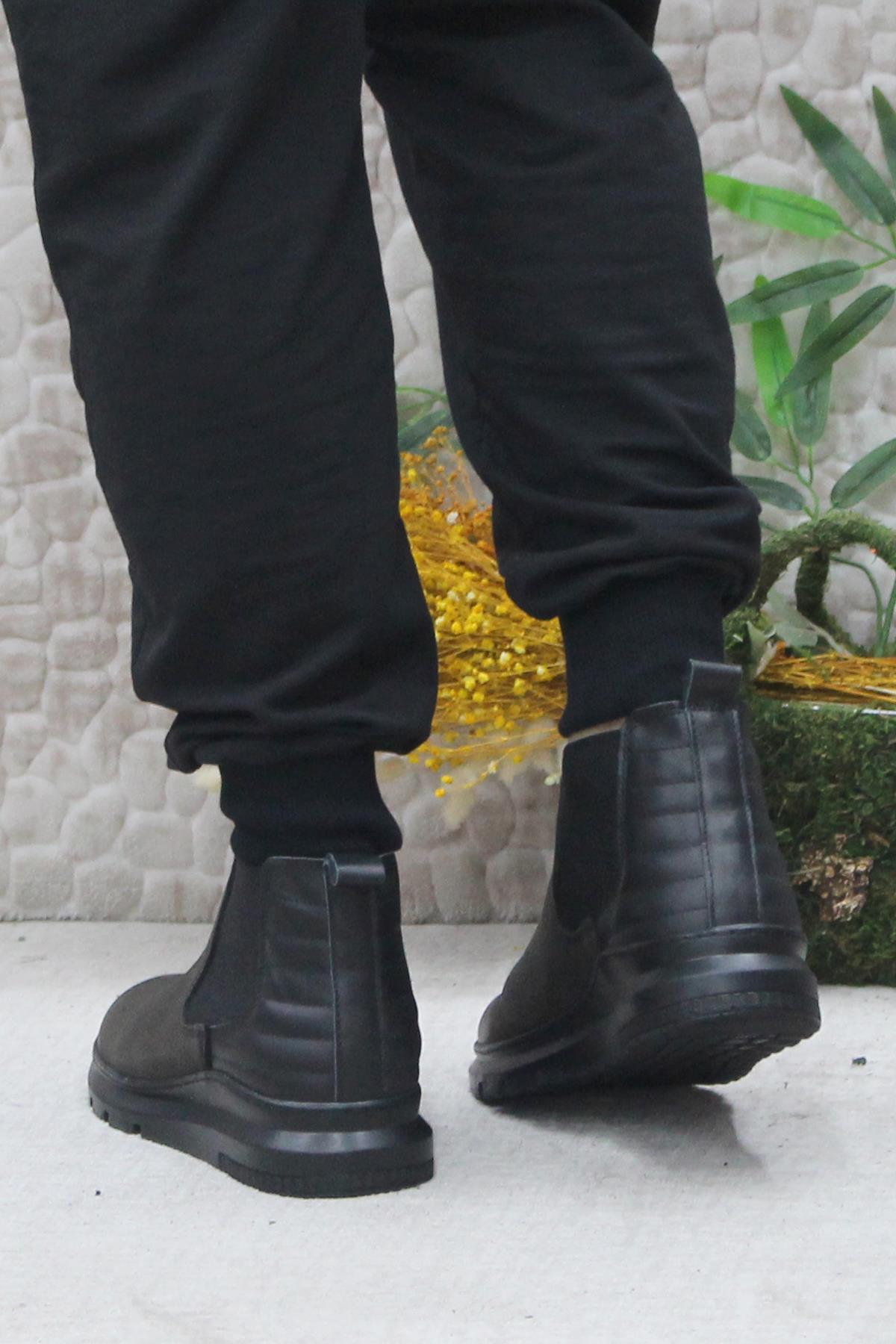 240002 Antrasit Nubuk Hakiki Deri Erkek Chelsea Bot - Görsel 5