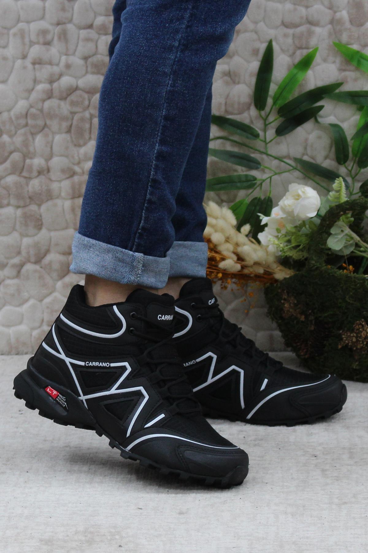 32812 Siyah Beyaz Rahat Esnek Trekking Outdoor Erkek Bot - Görsel 2