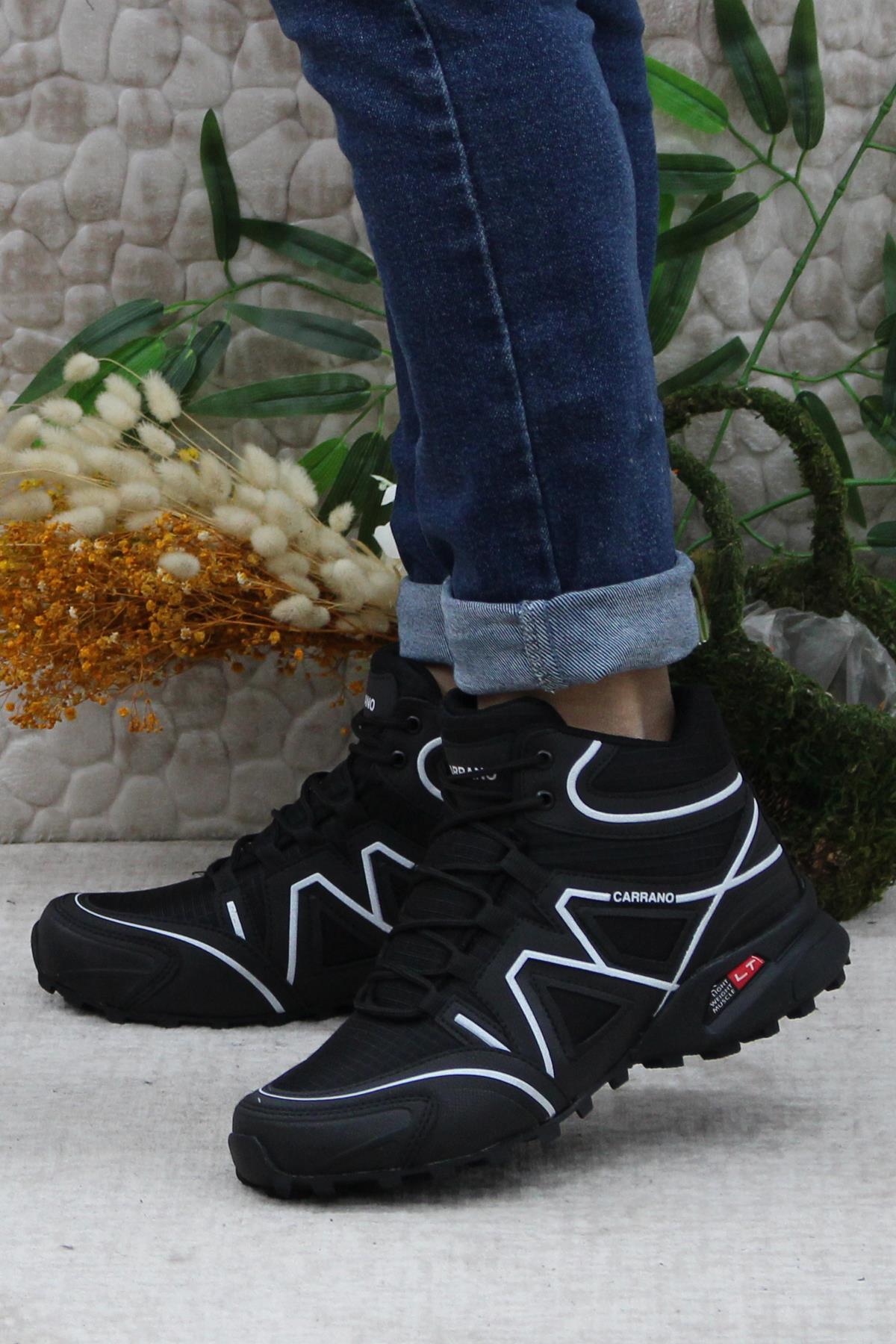 32812 Siyah Beyaz Rahat Esnek Trekking Outdoor Erkek Bot - Görsel 4