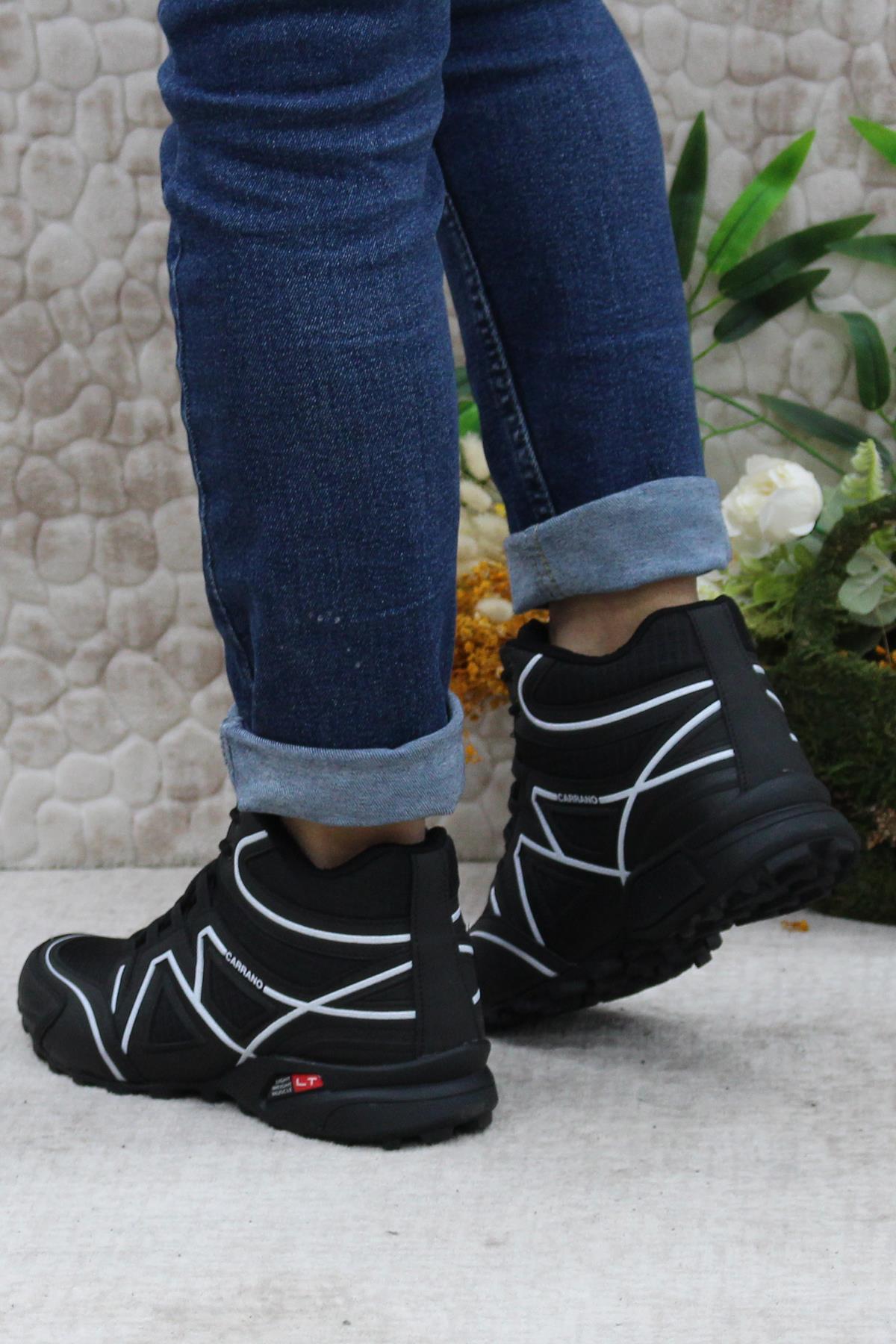 32812 Siyah Beyaz Rahat Esnek Trekking Outdoor Erkek Bot - Görsel 5