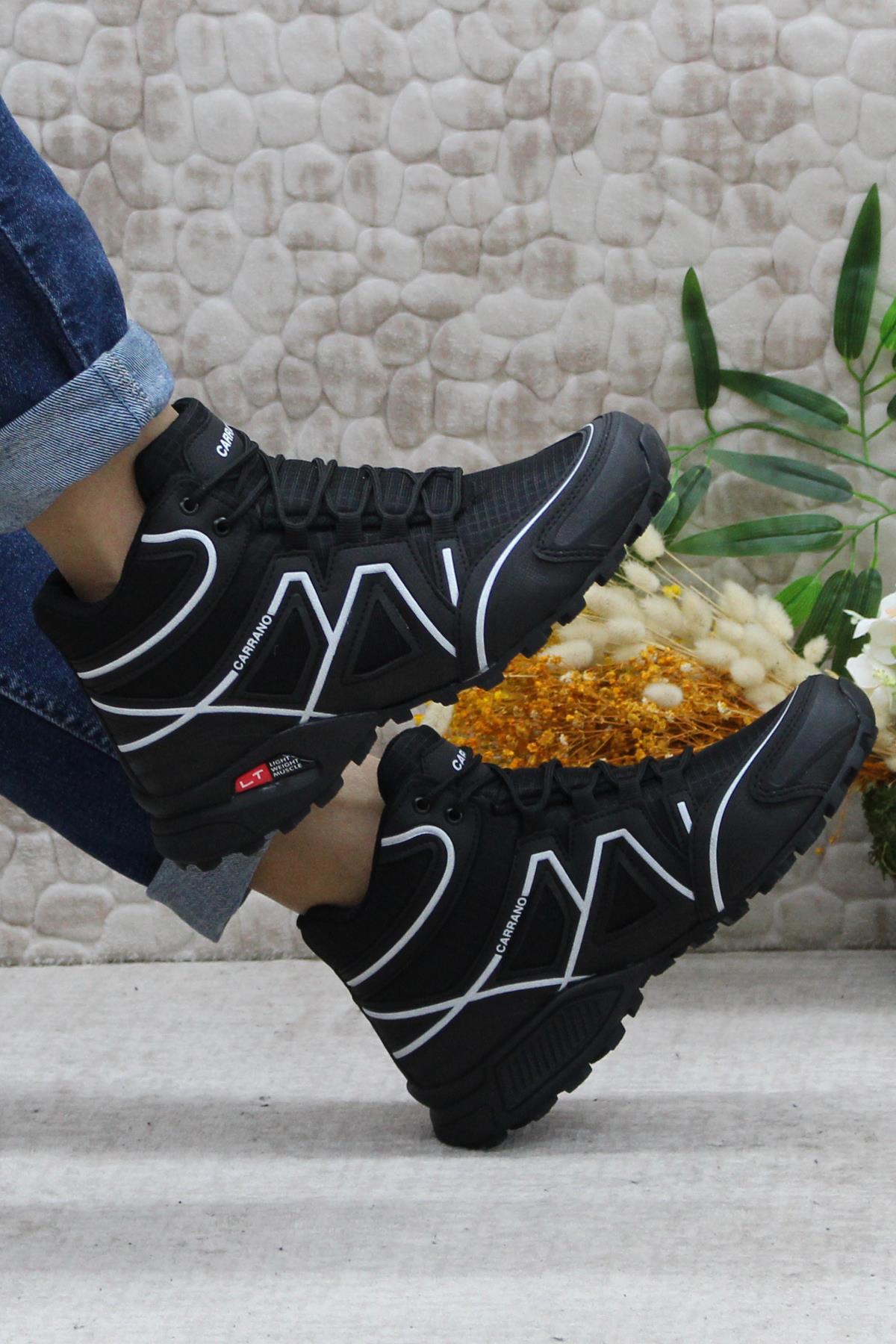 32812 Siyah Beyaz Rahat Esnek Trekking Outdoor Erkek Bot - Görsel 6