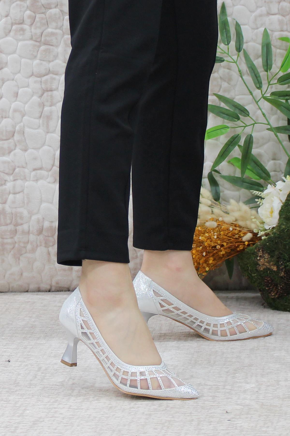 5432 Dantalli Taşlı Topuklu Kadın Ayakkabı - Görsel 2