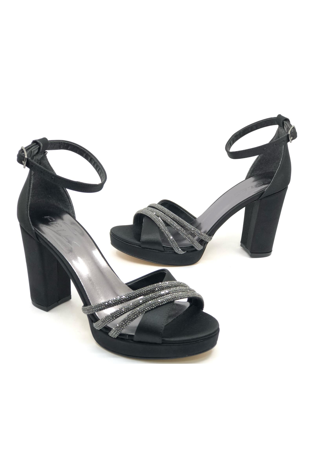 Çapraz Üç Şerit Taşlı 10 cm Platform Topuklu Kadın Abiye Ayakkabı - Görsel 3
