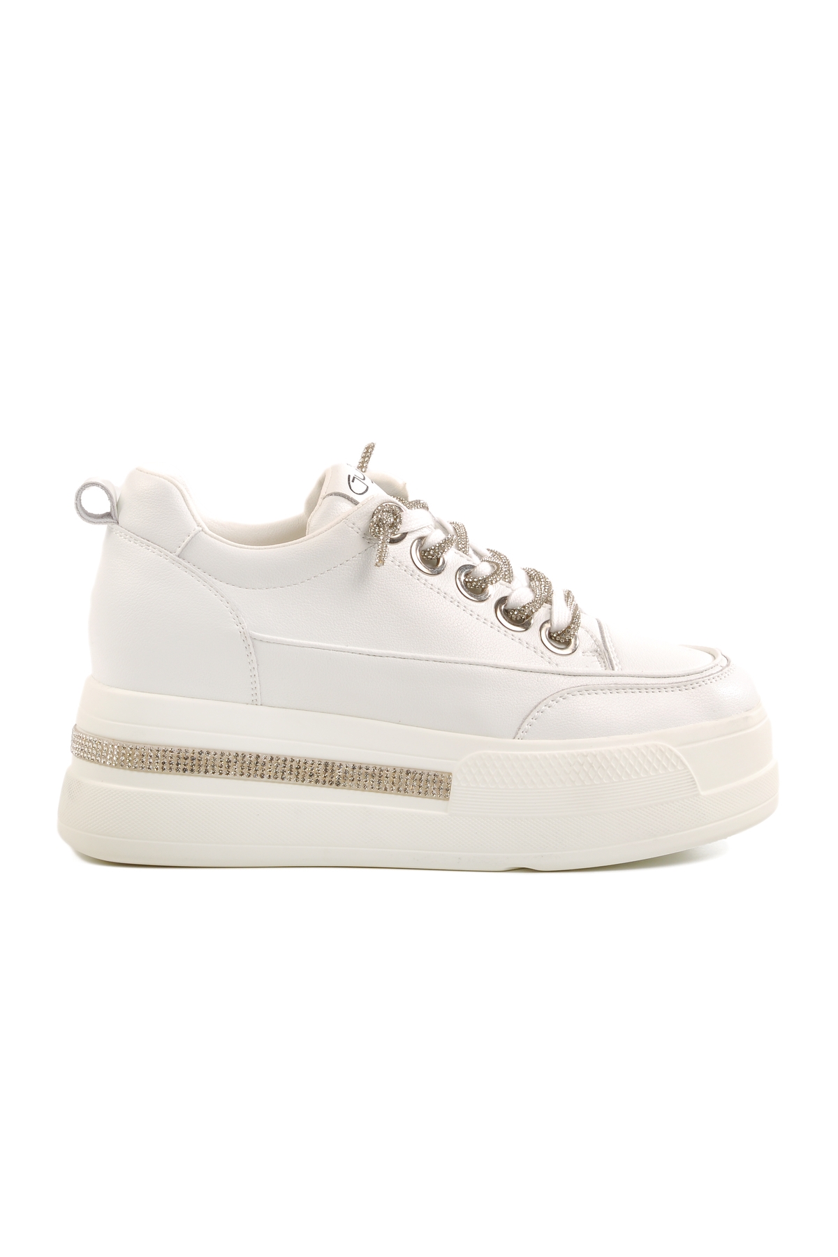 Beyaz Yüksek Taban Kadın Sneaker - Görsel 2