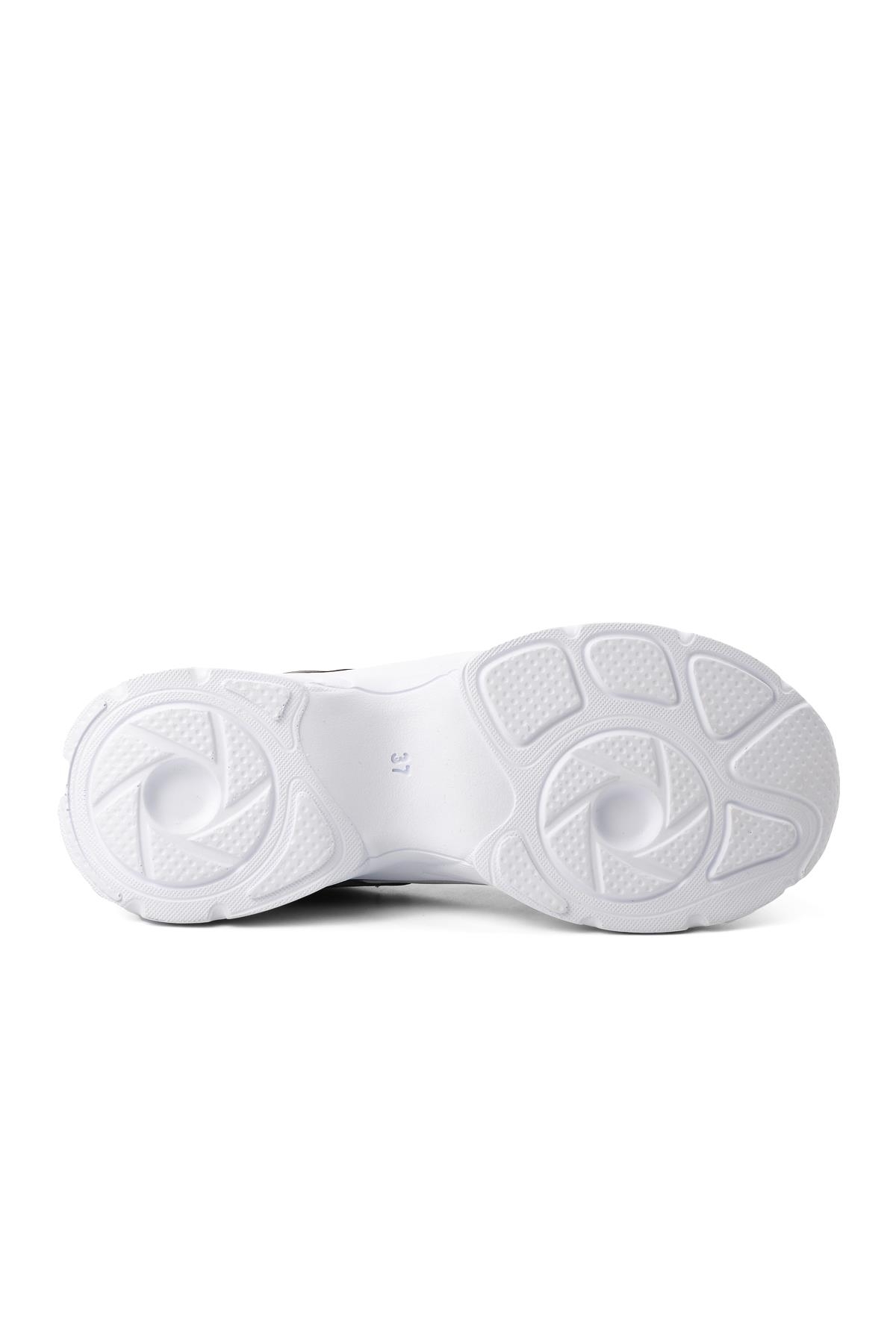 Siyah Beyaz Kadın Spor Ayakkabı Sneaker - Görsel 6