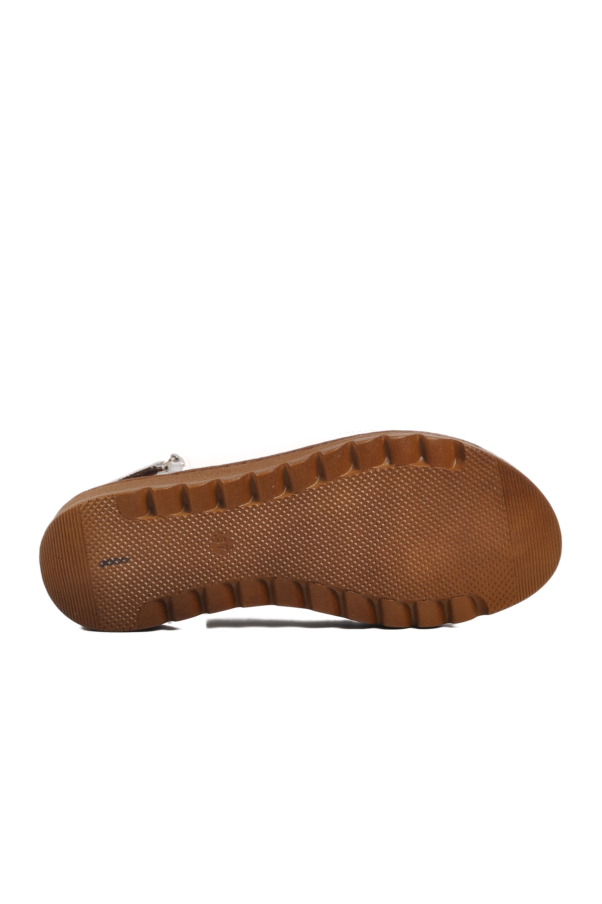 Beyaz Hakiki Deri Cırtlı Kadın Sandalet - Görsel 6