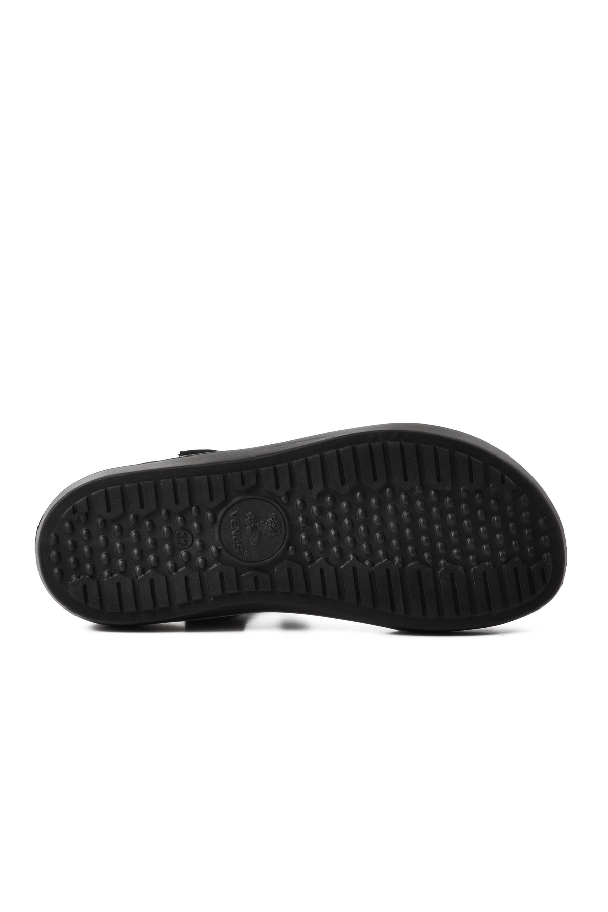 Siyah Hakiki Deri Kadın Düz Sandalet - Görsel 7