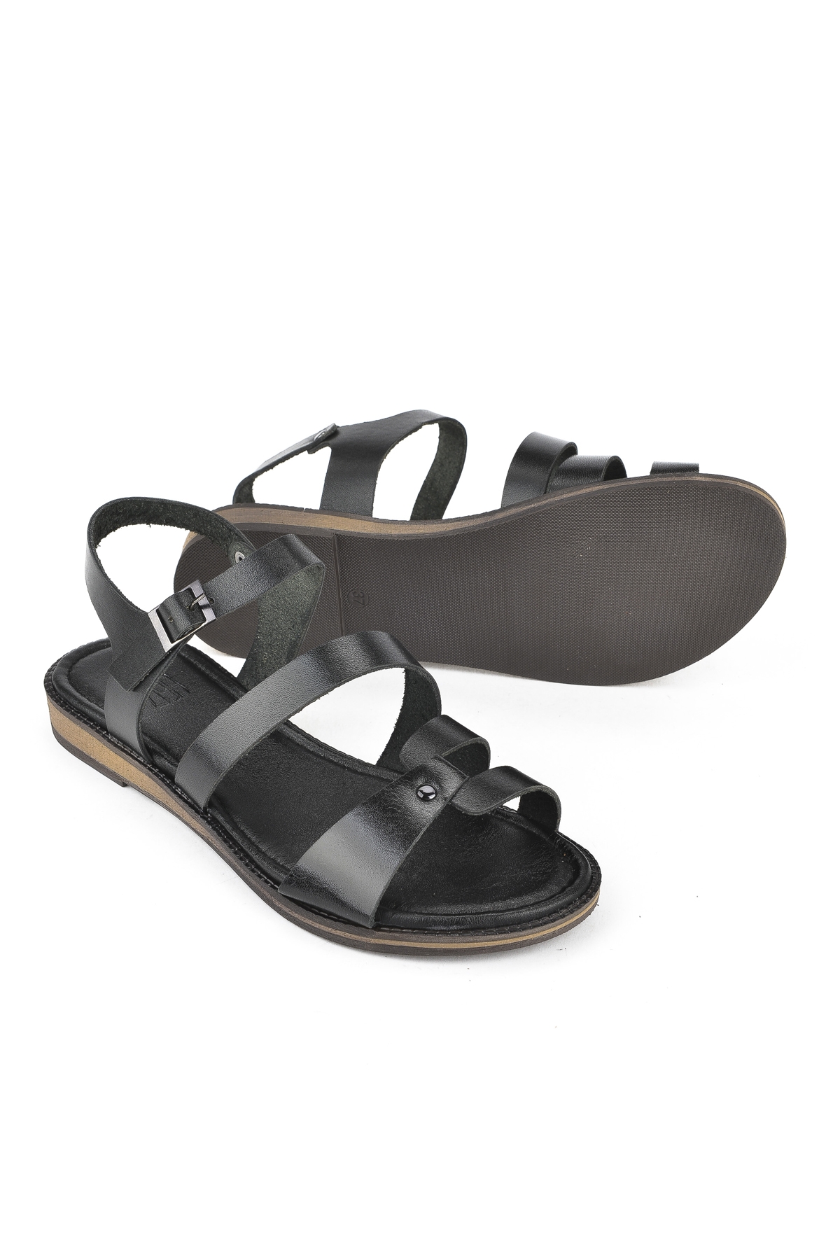 Kadın Hakiki Deri Sandalet 1511010Z4012 Siyah - Görsel 5