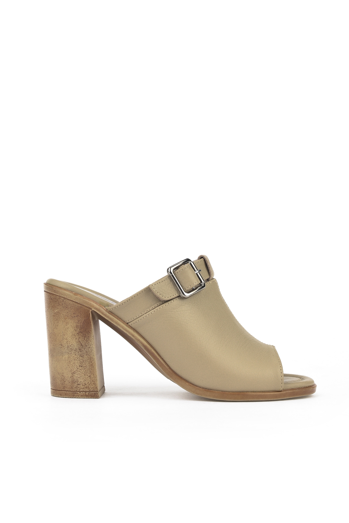 Kadın Hakiki Deri Topuklu Terlik 1511020Z1703 Bej - Görsel 2