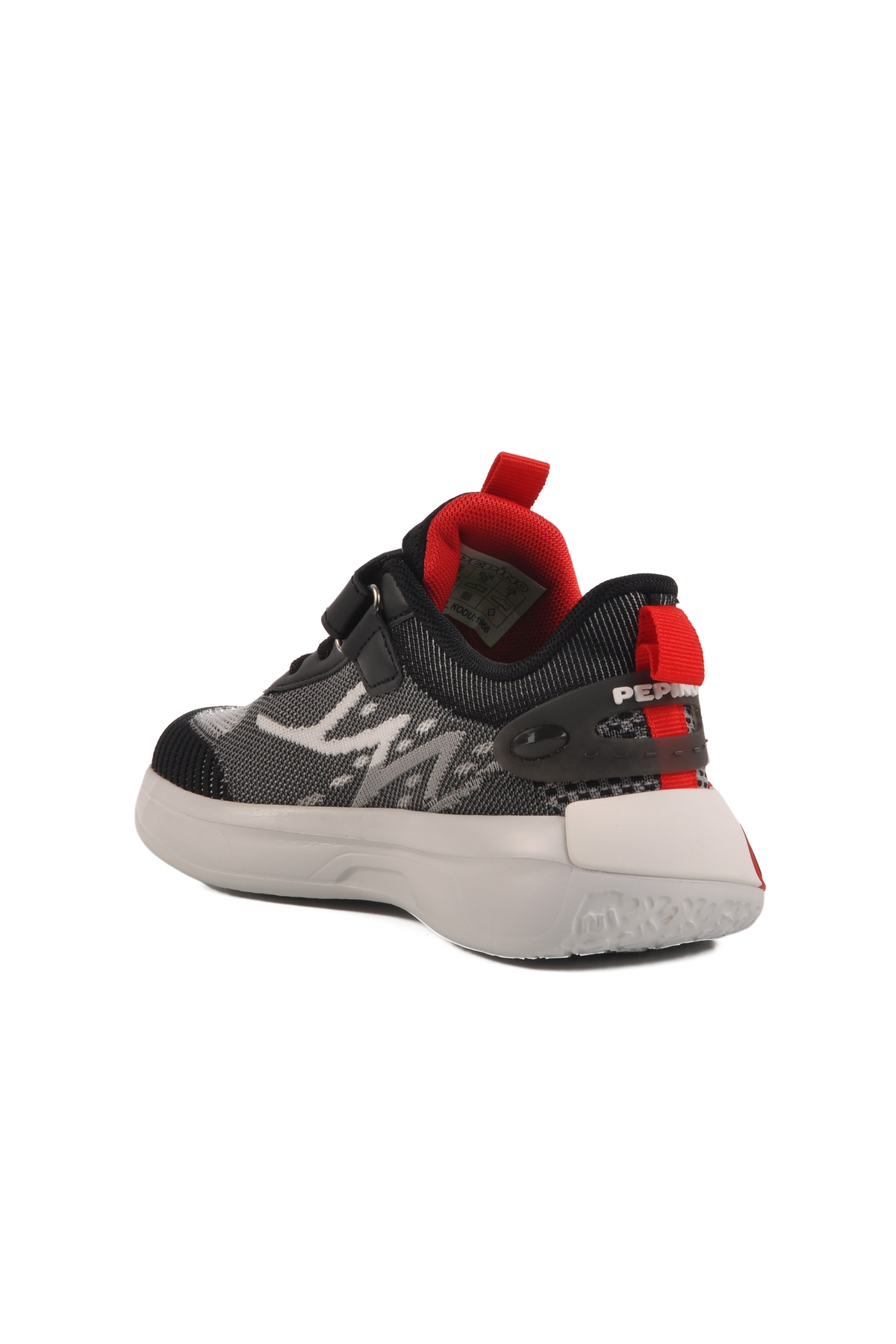 Siyah Cırtlı Fileli Hafif Unisex Çocuk Spor Ayakkabı - Görsel 5