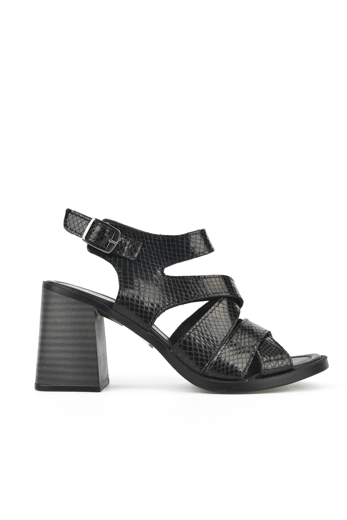 Kadın Hakiki Deri Topuklu Sandalet 151992Z54013 Siyah - Görsel 2