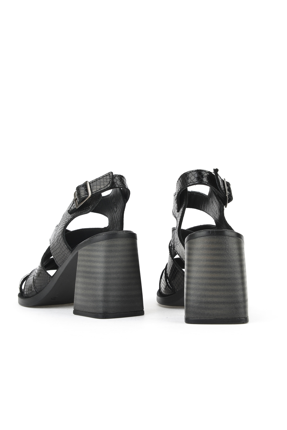 Kadın Hakiki Deri Topuklu Sandalet 151992Z54013 Siyah - Görsel 4