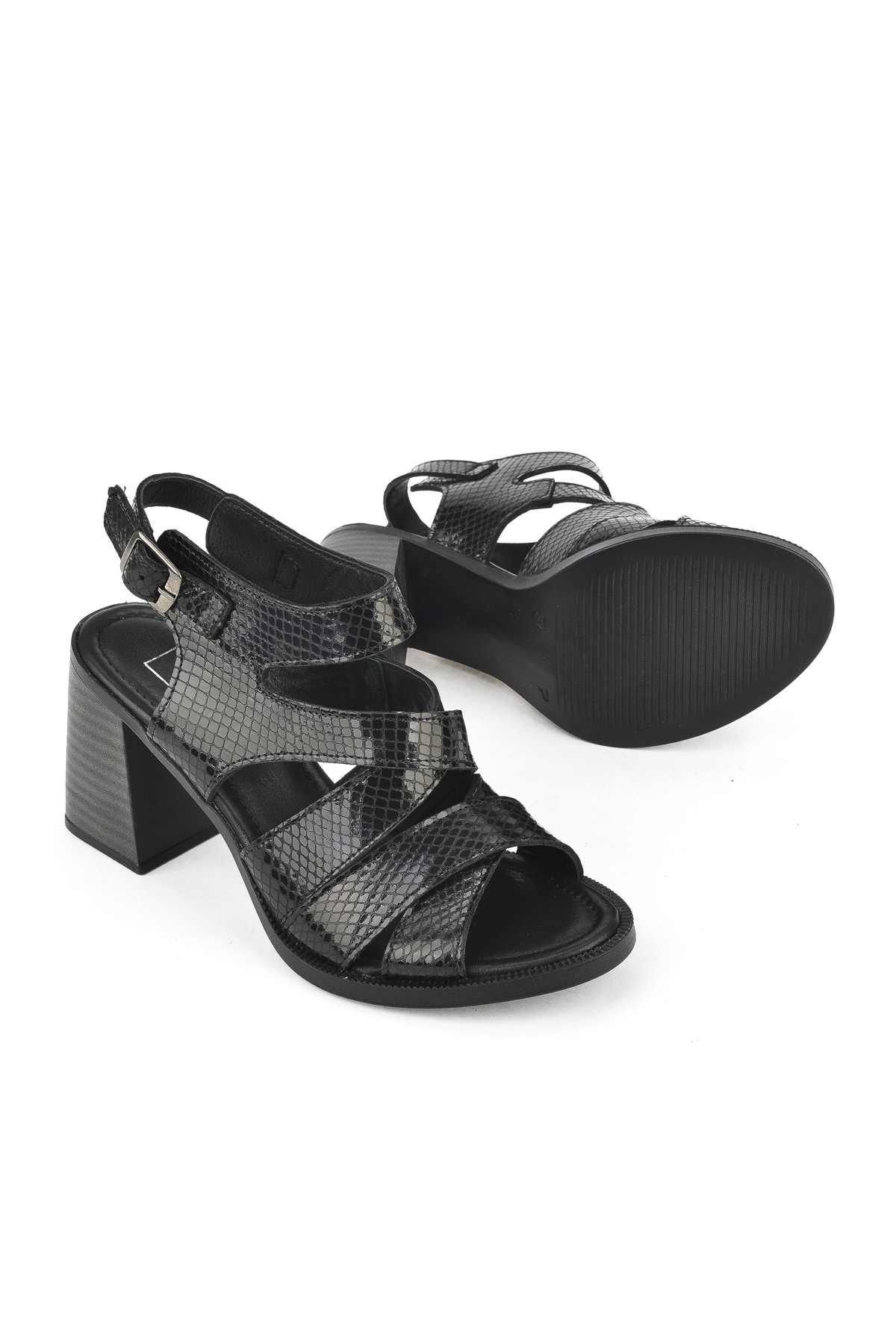 Kadın Hakiki Deri Topuklu Sandalet 151992Z54013 Siyah - Görsel 5