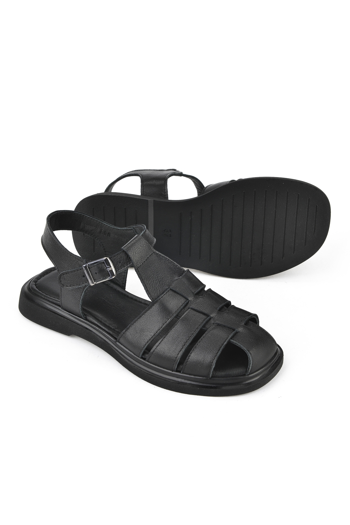 Kadın Hakiki Deri Sandalet 1511047Z600 Siyah - Görsel 5