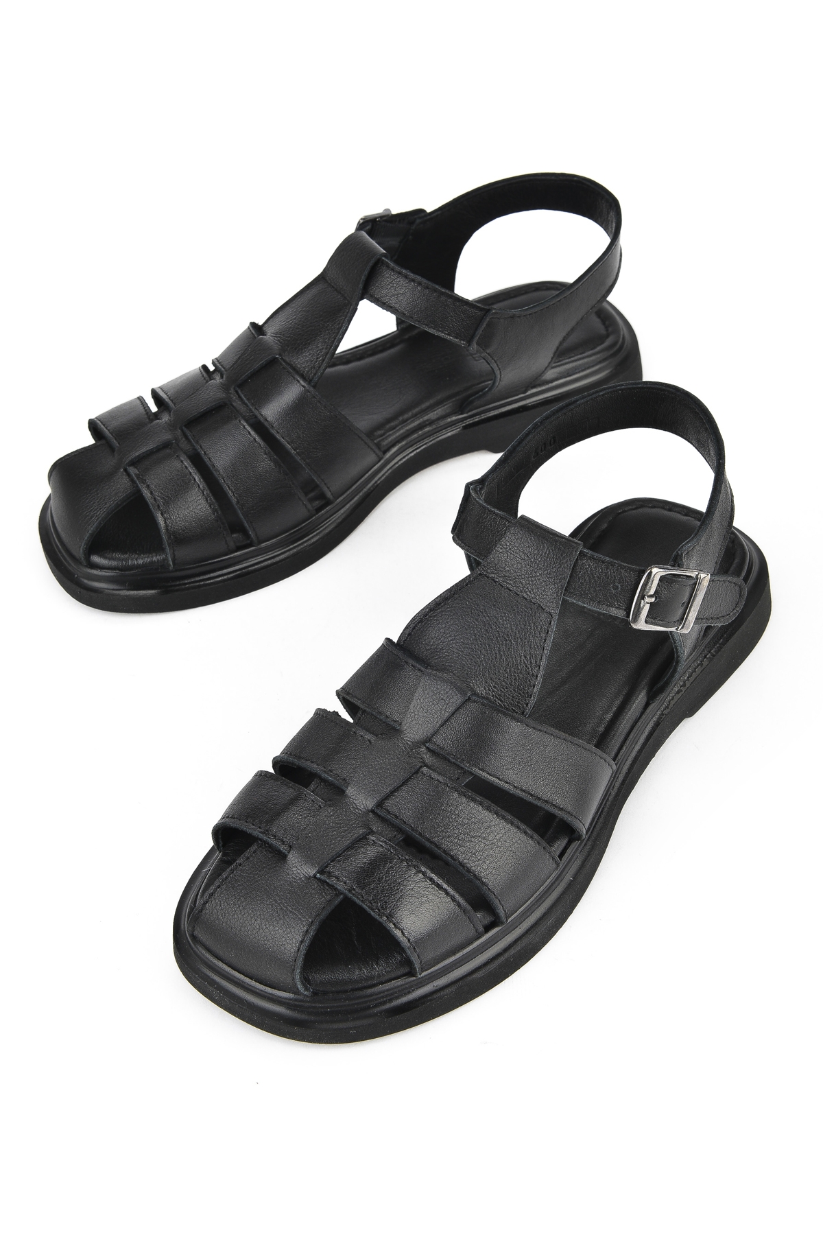 Kadın Hakiki Deri Sandalet 1511047Z600 Siyah - Görsel 6
