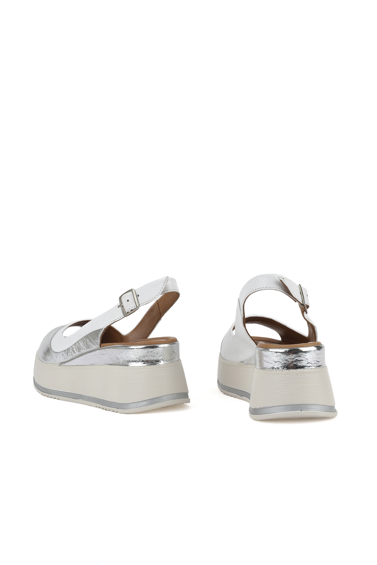 Kadın Hakiki Deri Dolgu Topuk Sandalet 151992Z50020 Beyaz - Görsel 4