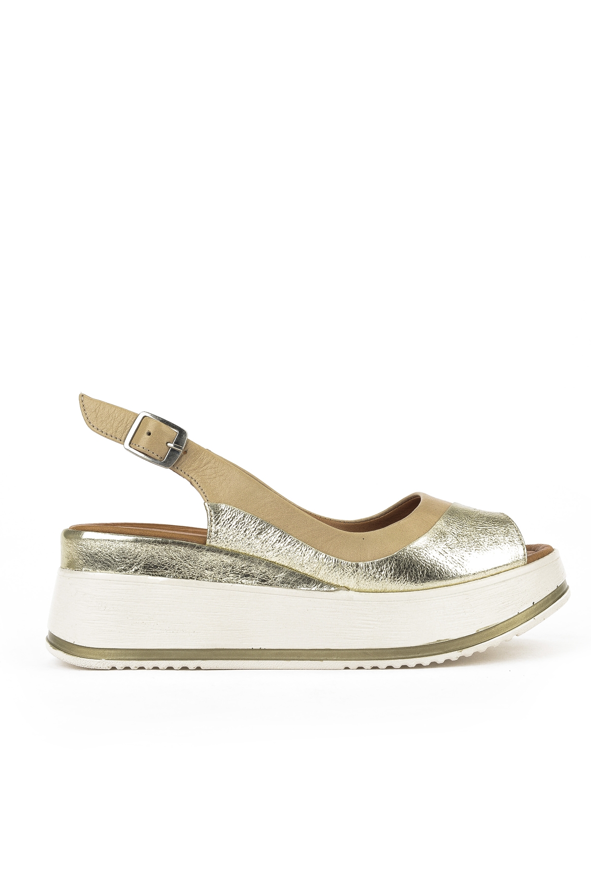 Kadın Hakiki Deri Dolgu Topuk Sandalet 151992Z50020 Bej - Görsel 2