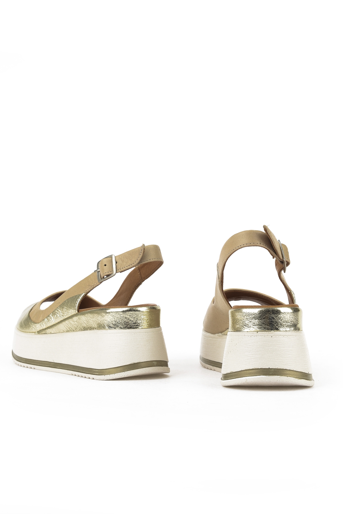 Kadın Hakiki Deri Dolgu Topuk Sandalet 151992Z50020 Bej - Görsel 4