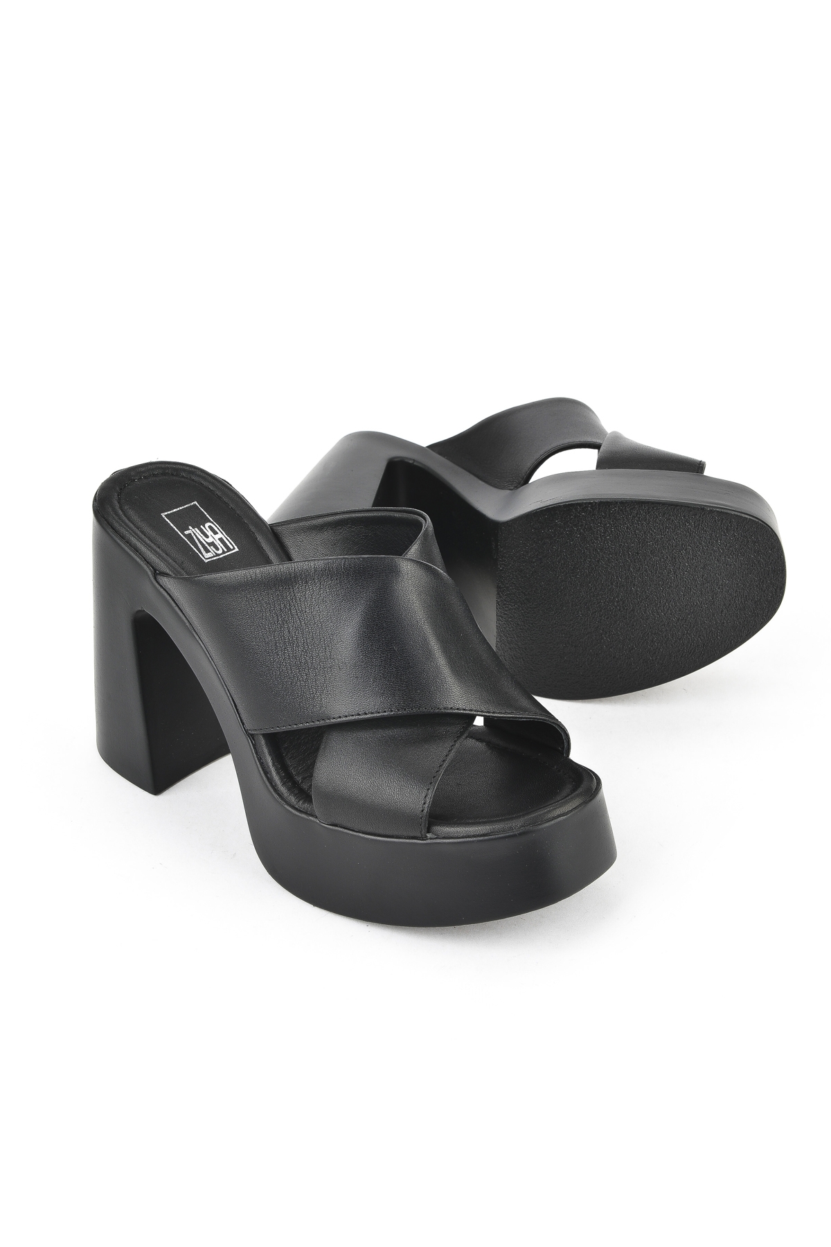 Kadın Hakiki Deri Topuklu Terlik 151992Z66001 Siyah - Görsel 5