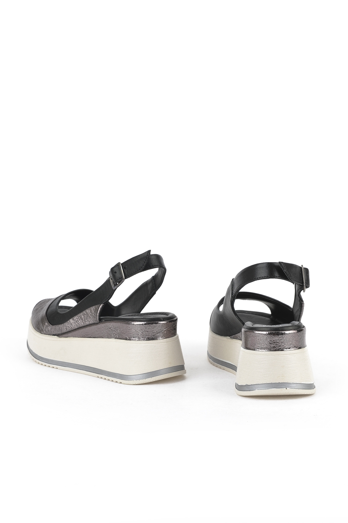 Kadın Hakiki Deri Dolgu Topuk Sandalet 151992Z50020 Siyah - Görsel 4