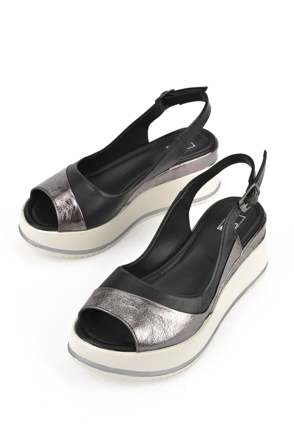 Kadın Hakiki Deri Dolgu Topuk Sandalet 151992Z50020 Siyah - Görsel 6