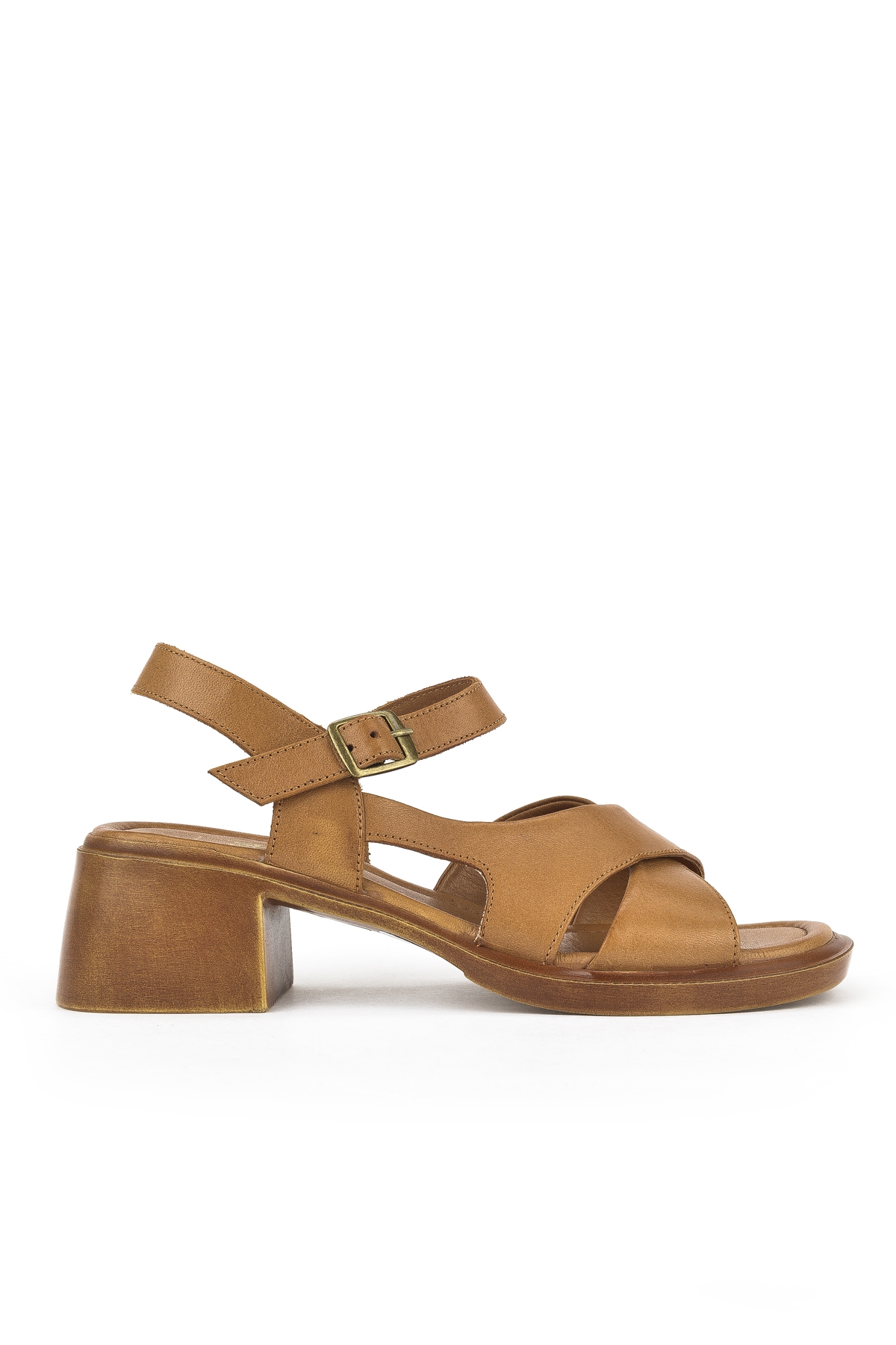 Kadın Hakiki Deri Topuklu Sandalet 151992Z8002 Taba - Görsel 2