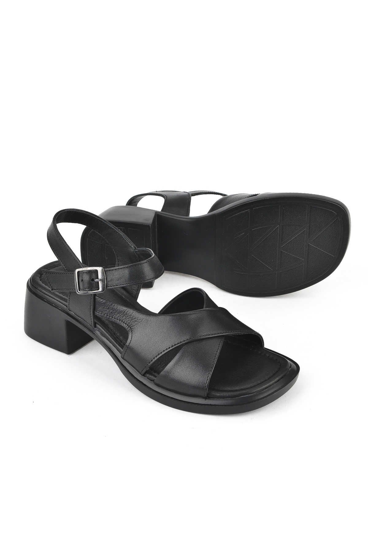 Kadın Hakiki Deri Topuklu Sandalet 151992Z8002 Siyah - Görsel 5