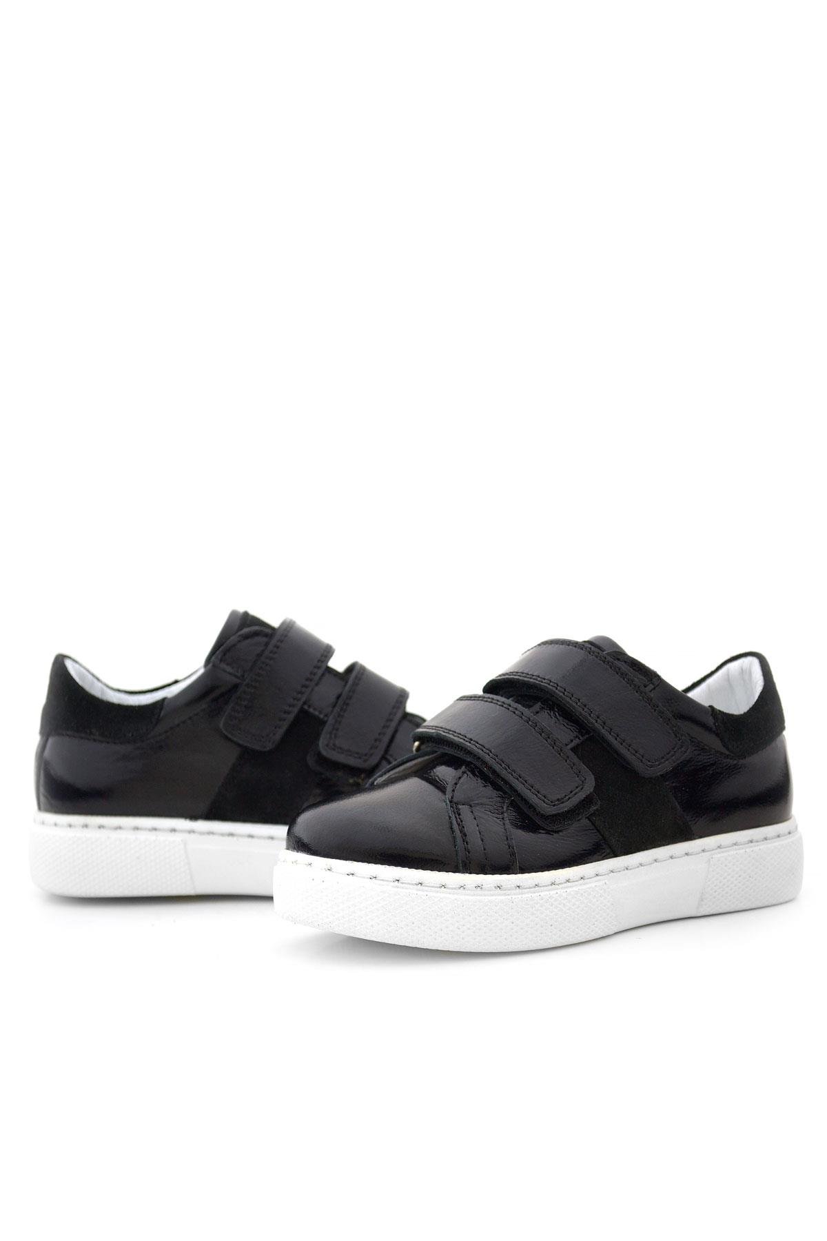 Hakiki Deri Parlak Siyah Cırt Cırtlı Kız Çocuk Spor Ayakkabı - Görsel 8