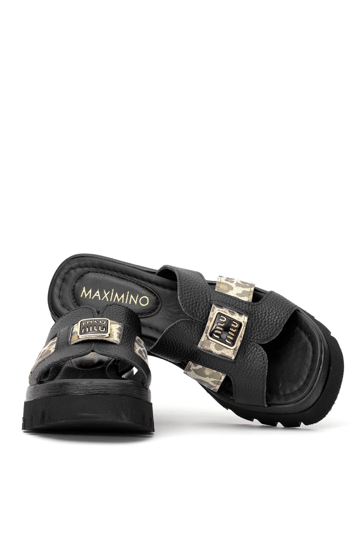 Elit DK523-010 Kadın Hakiki Deri Düz Terlik Siyah - Görsel 5