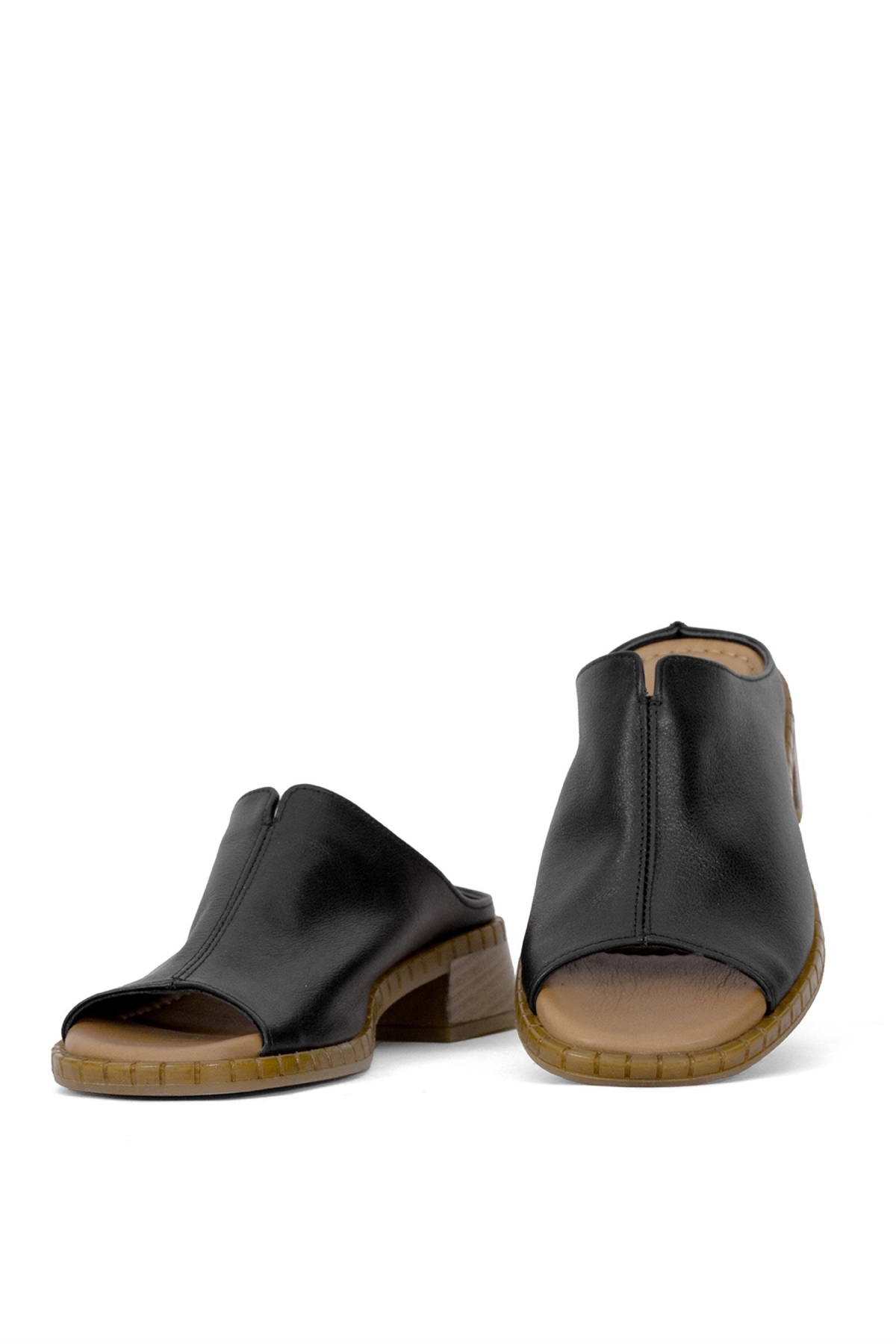 Elit Brk022C Kadın Hakiki Deri Düz Terlik Siyah - Görsel 5