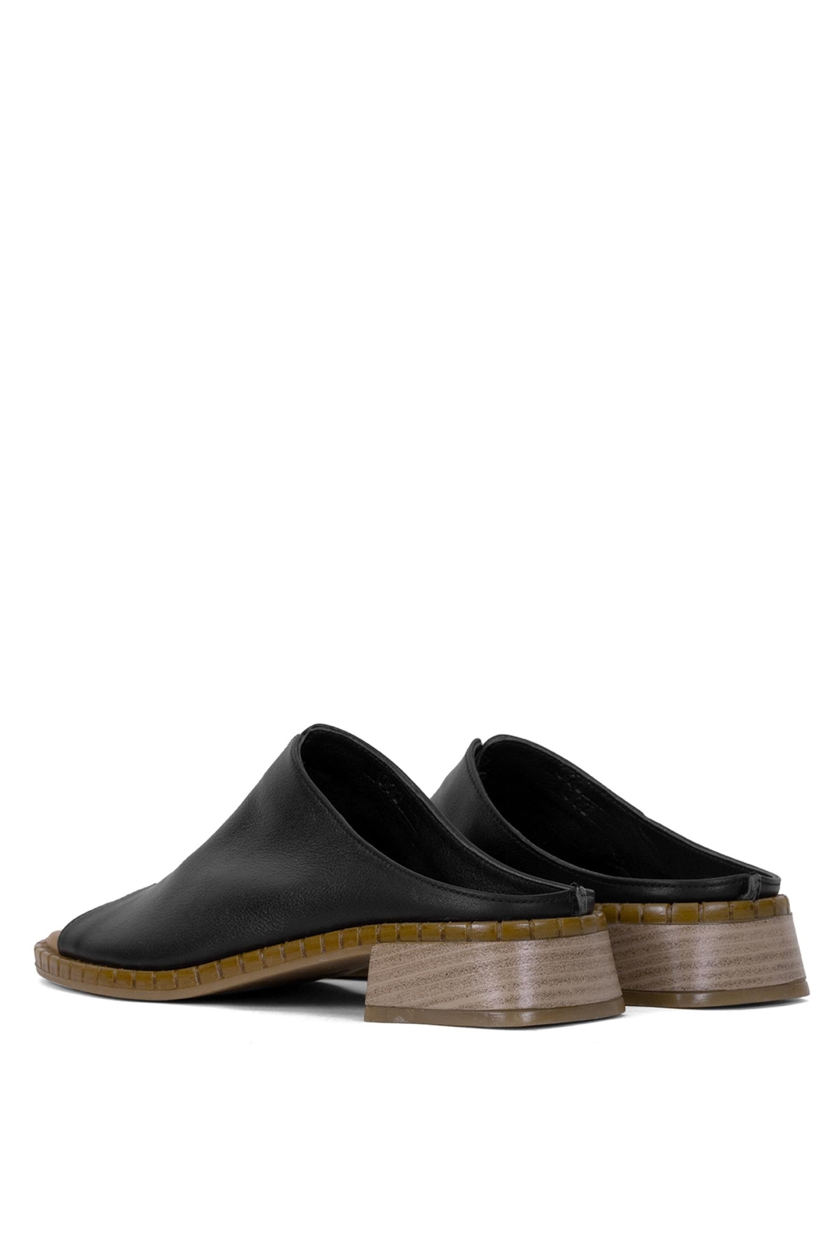 Elit Brk022C Kadın Hakiki Deri Düz Terlik Siyah - Görsel 6