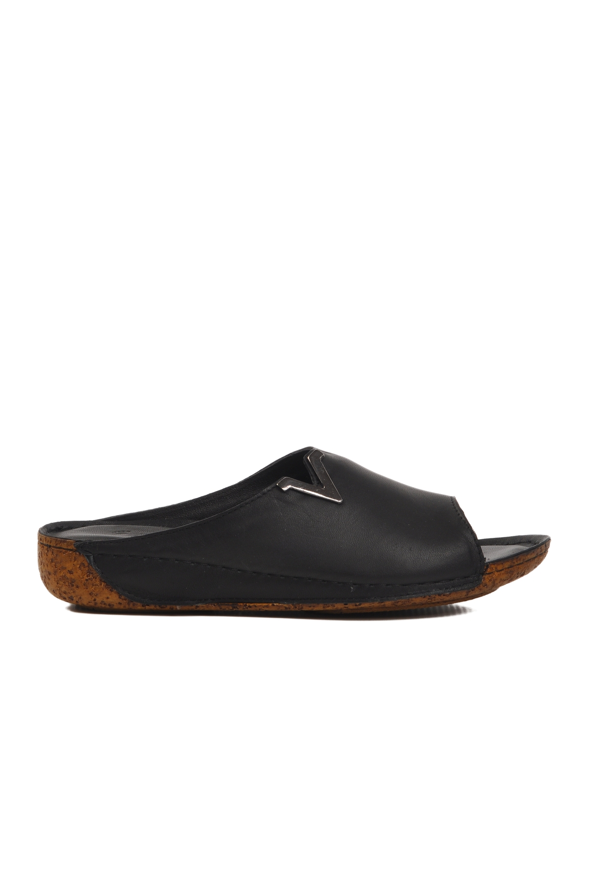 Aspor Siyah Hakiki Deri Kadın Düz Terlik - Görsel 2