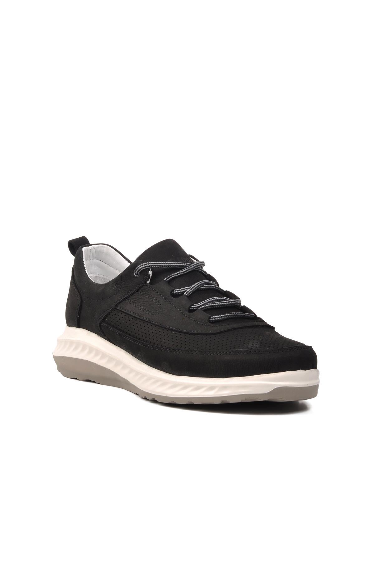 Siyah Nubuk Hakiki Deri Erkek Sneaker Ayakkabı - Görsel 5