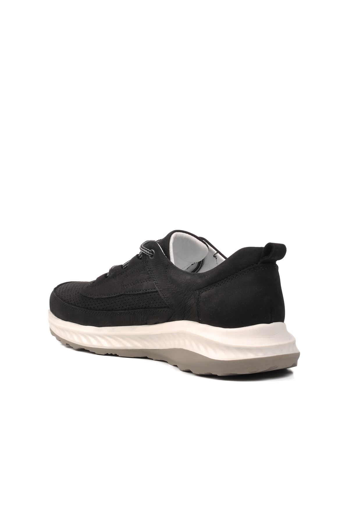 Siyah Nubuk Hakiki Deri Erkek Sneaker Ayakkabı - Görsel 6