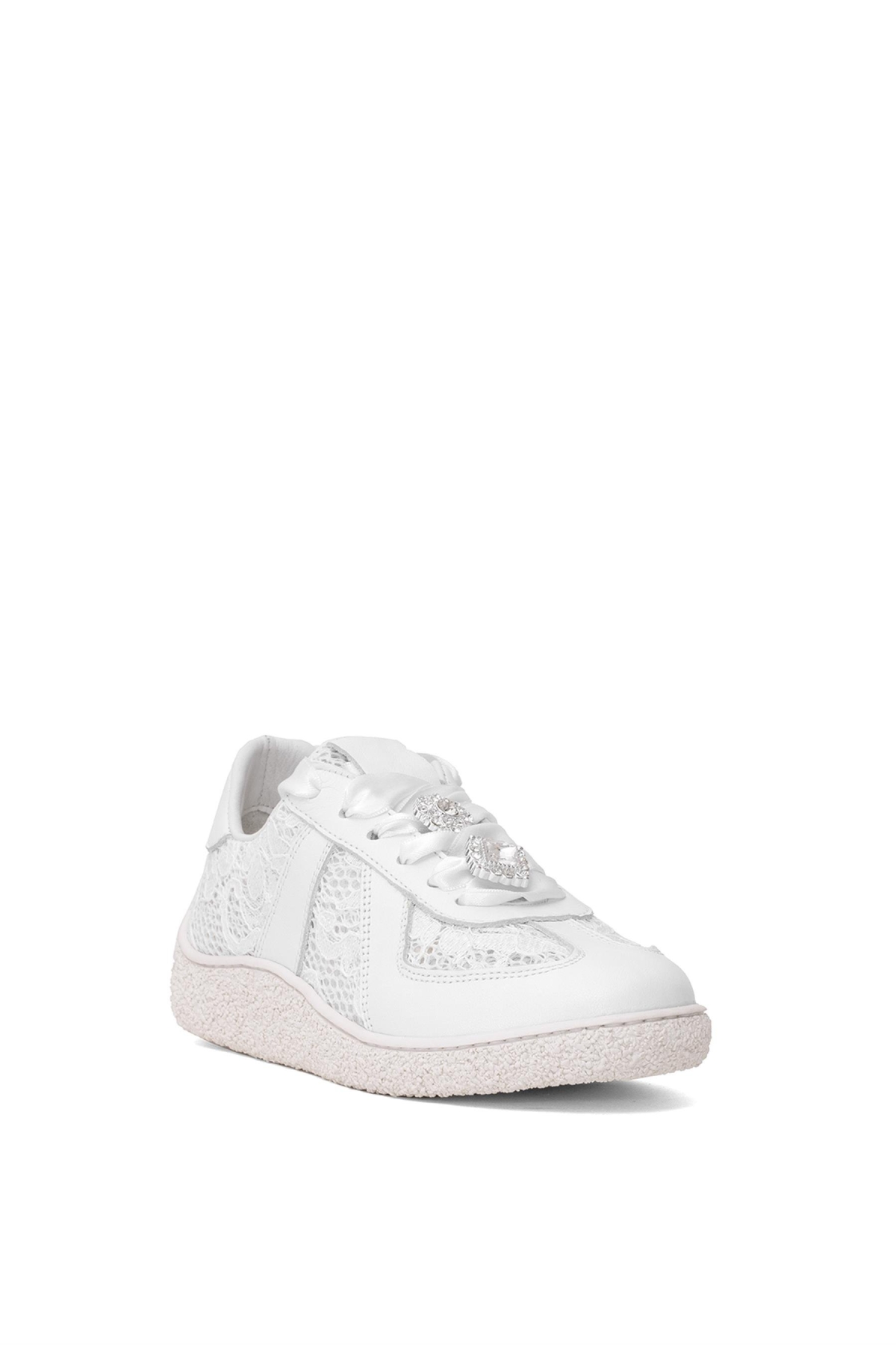 Elit DK34135 Kadın Hakiki Deri Taşlı Casual Ayakkabı Beyaz - Görsel 3