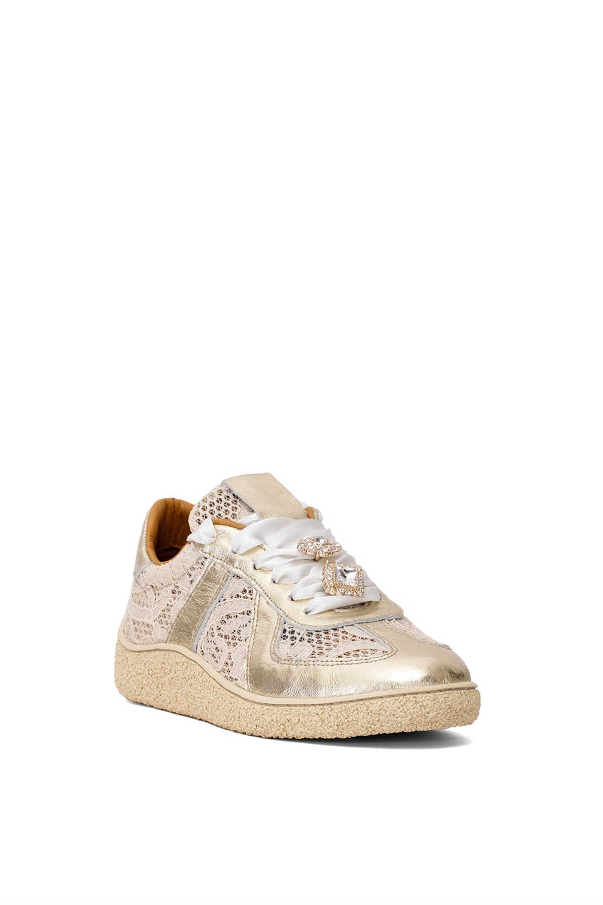 Elit DK34135 Kadın Hakiki Deri Taşlı Casual Ayakkabı Altın - Görsel 3