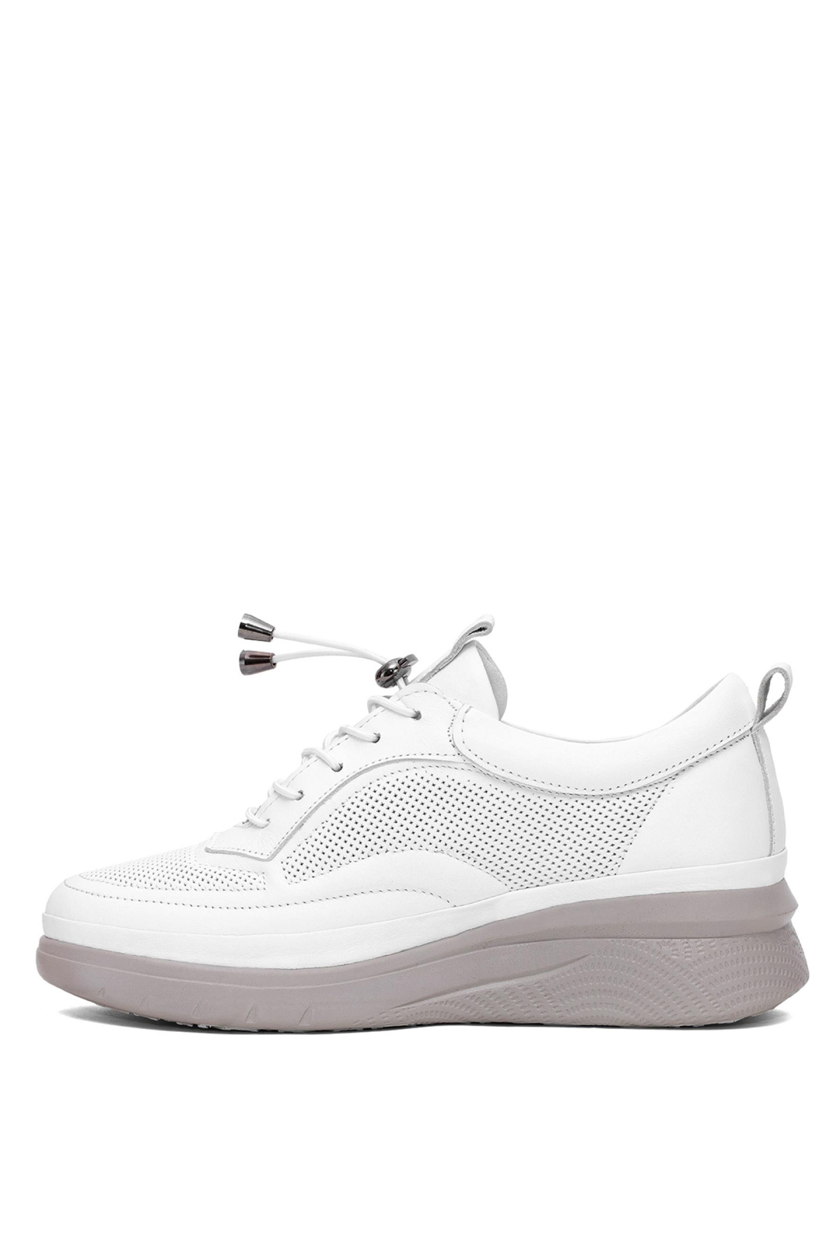 Elit AsAsG121C Kadın Hakik Deri Ortopedik Casual Ayakkabı Beyaz - Görsel 4