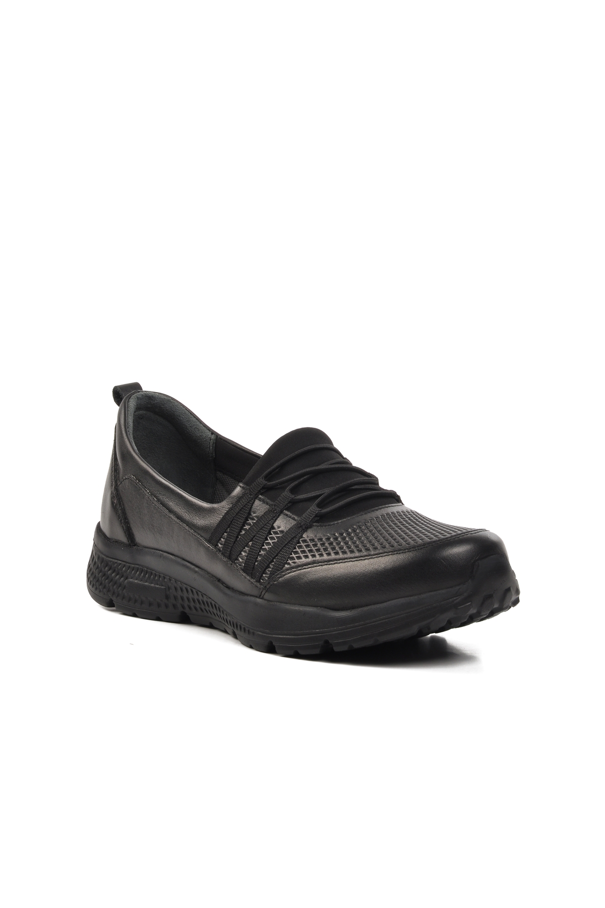 Aspor Siyah Hakiki Deri Kadın Düz Rahat Günlük Ayakkabı - Görsel 4