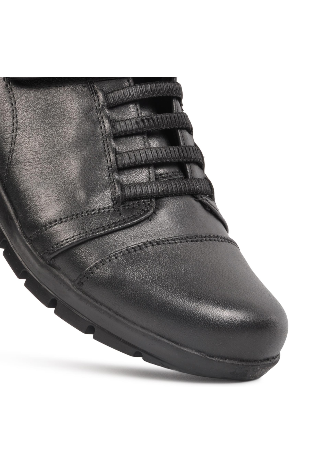 Aspor Siyah Kadın Hakiki Deri Düz Rahat Günlük Ayakkabı - Görsel 4