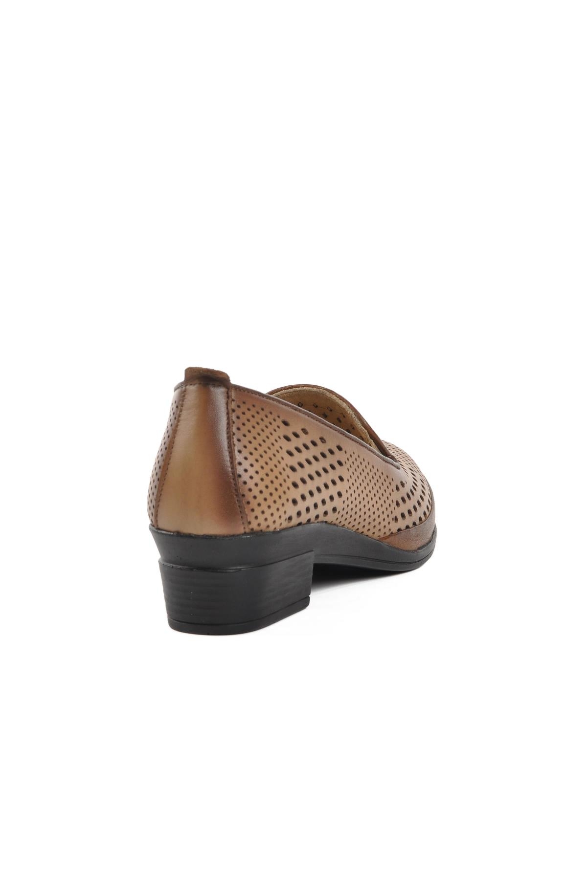 Aspor Krem Hakiki Deri Ortopedik Kadın Düz Rahat Günlük Ayakkabı - Görsel 5