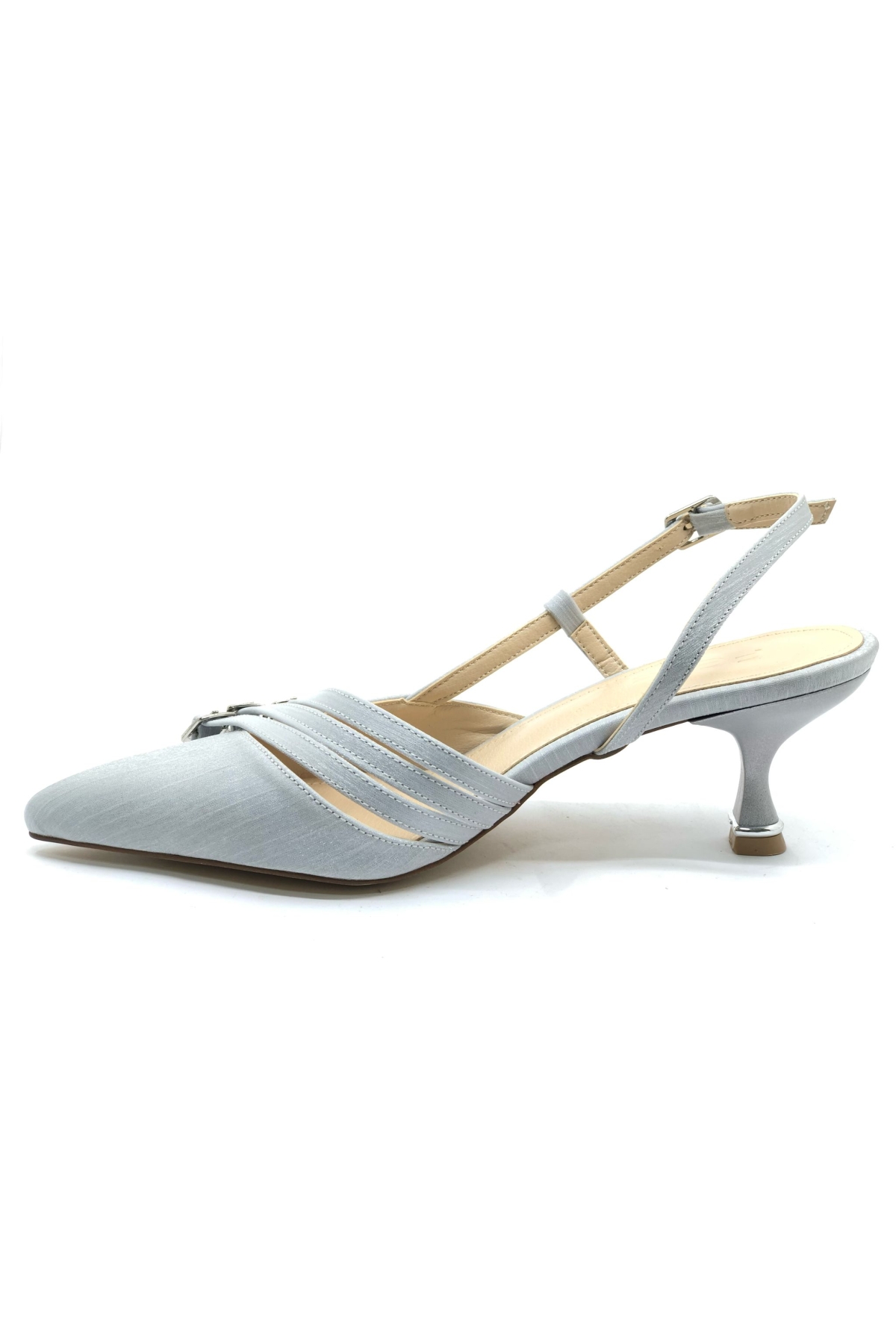 Şeker Topuklu Üç Toka Detaylı Arkası Açık Stiletto Kadın Kısa Topuklu Ayakkabı - Görsel 6