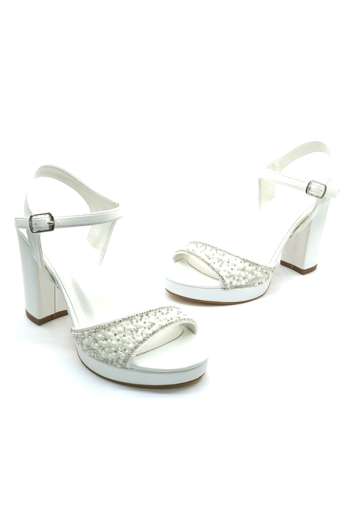 Taşlı Platform Tek Bant Topuklu Kadın Abiye Ayakkabı - Görsel 3