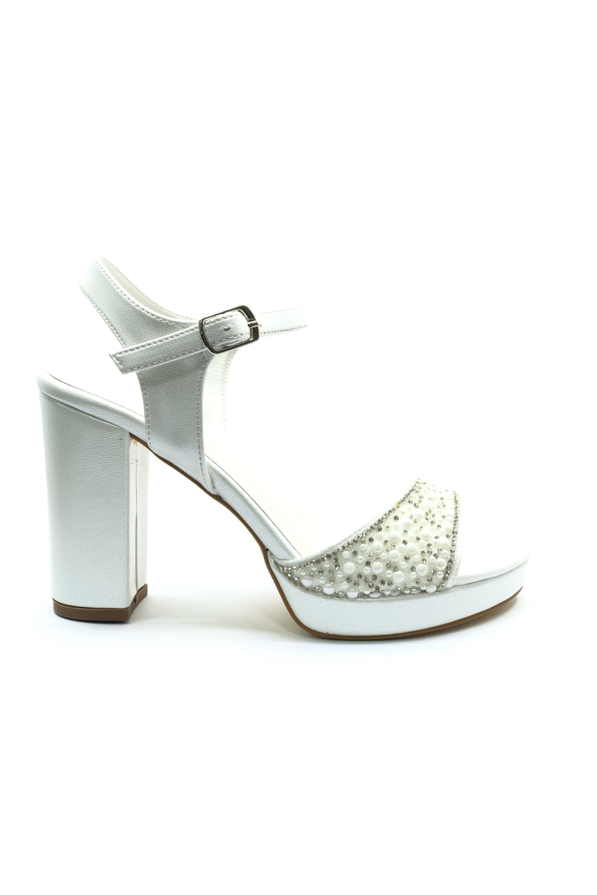 Taşlı Platform Tek Bant Topuklu Kadın Abiye Ayakkabı - Görsel 6