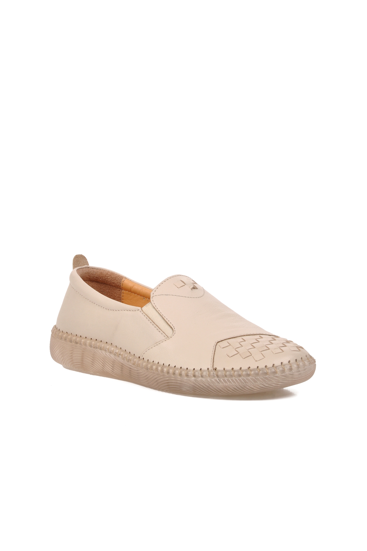 Aspor Bej Kadın Günlük Hakiki Deri Ayakkabı Premium - Görsel 4