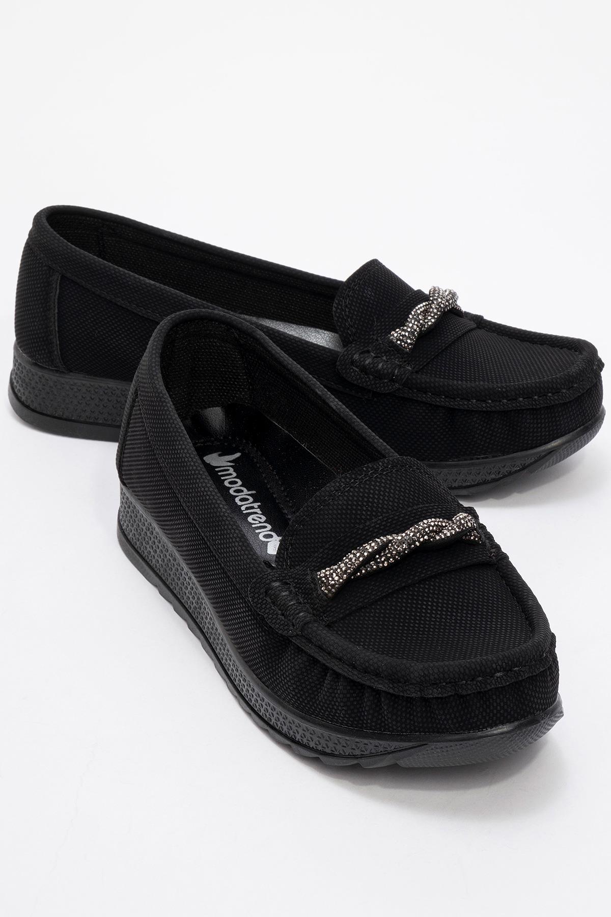 Taşlı Kadın Günlük Ayakkabı SİYAH KOT - Görsel 2