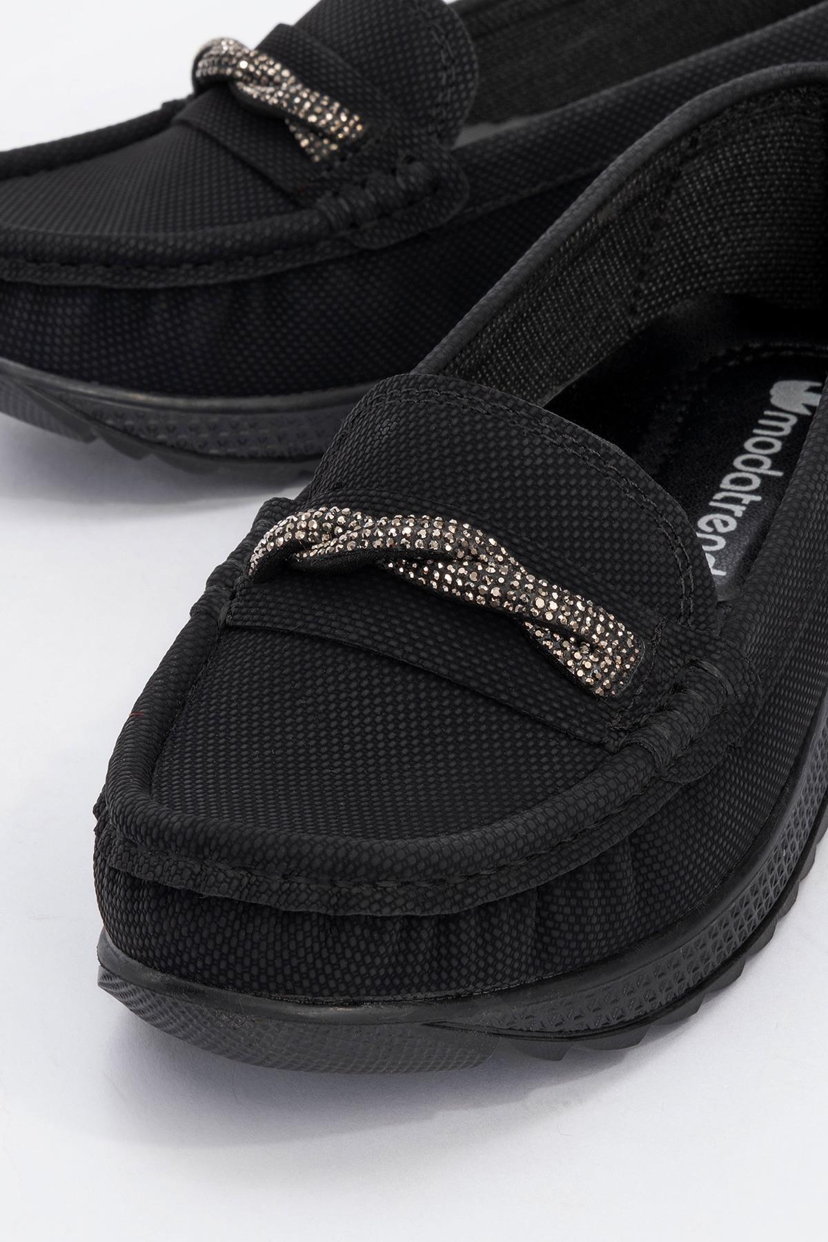 Taşlı Kadın Günlük Ayakkabı SİYAH KOT - Görsel 4